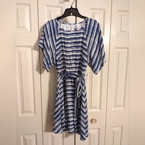 Blue & White Print Dress